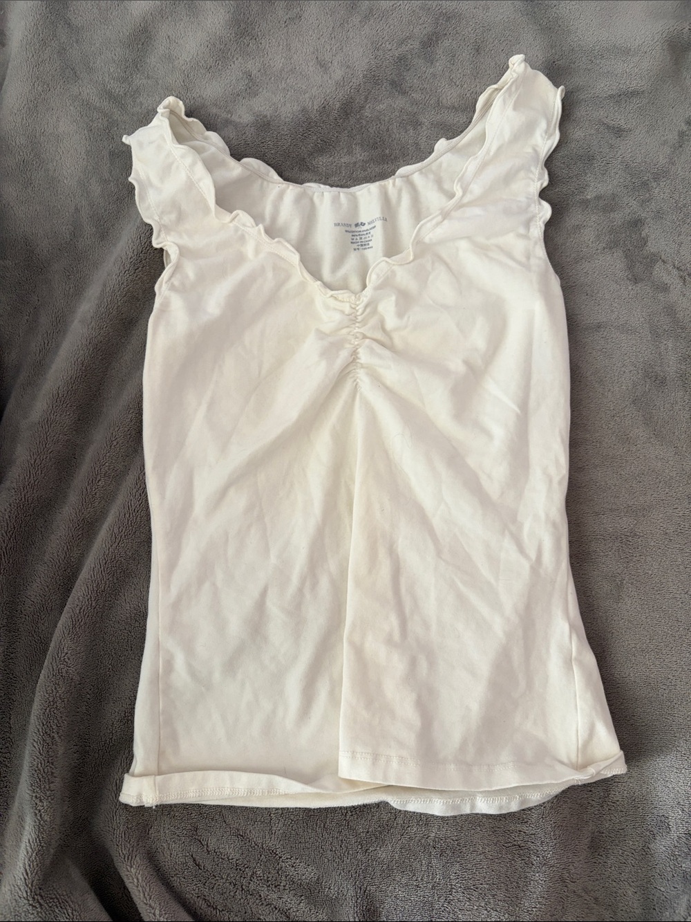 Brandy Melville White Ruffle Top
